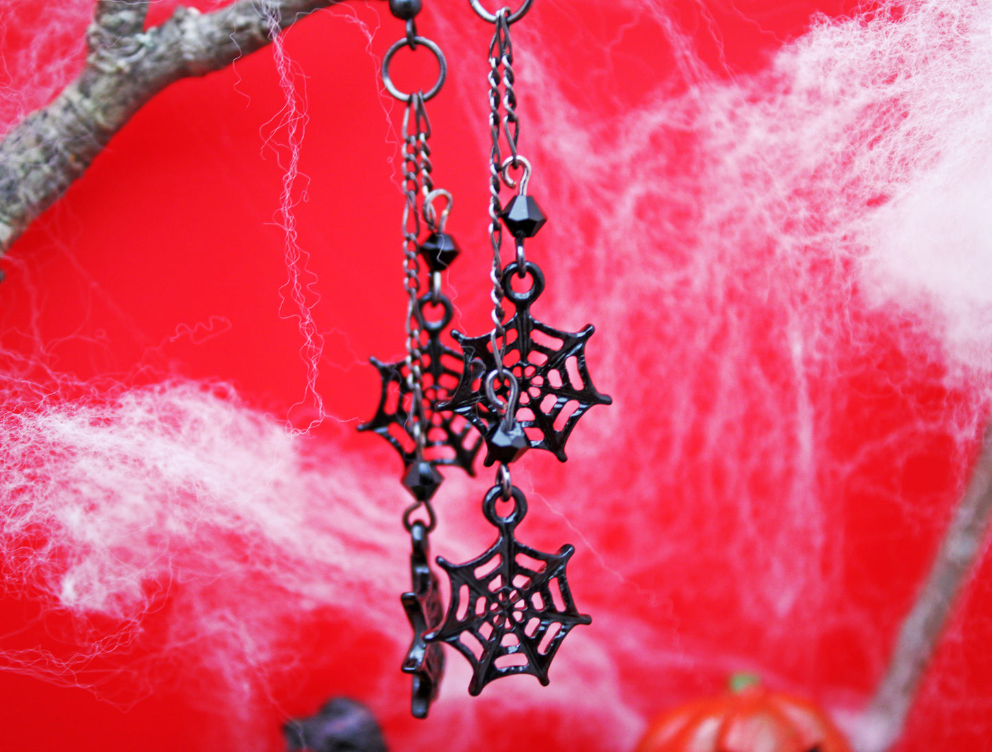 Black Spider Web Dangles