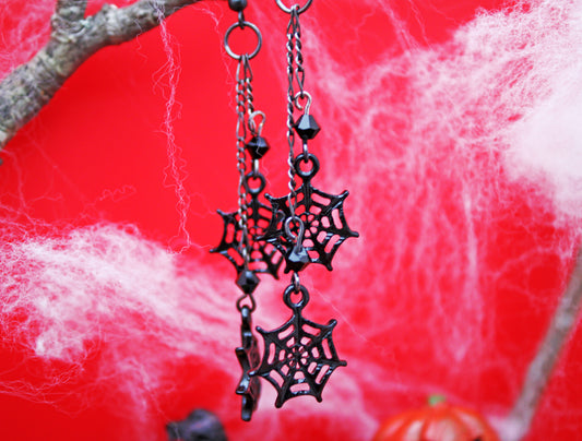 Black Spider Web Dangles