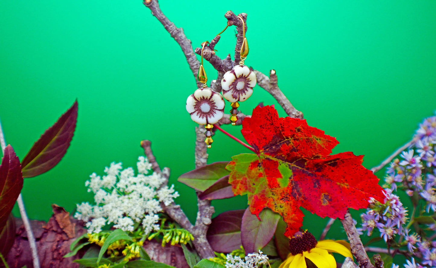 Czech Glass Flower Earrings