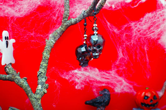 Glass Faceted Skull Earrings