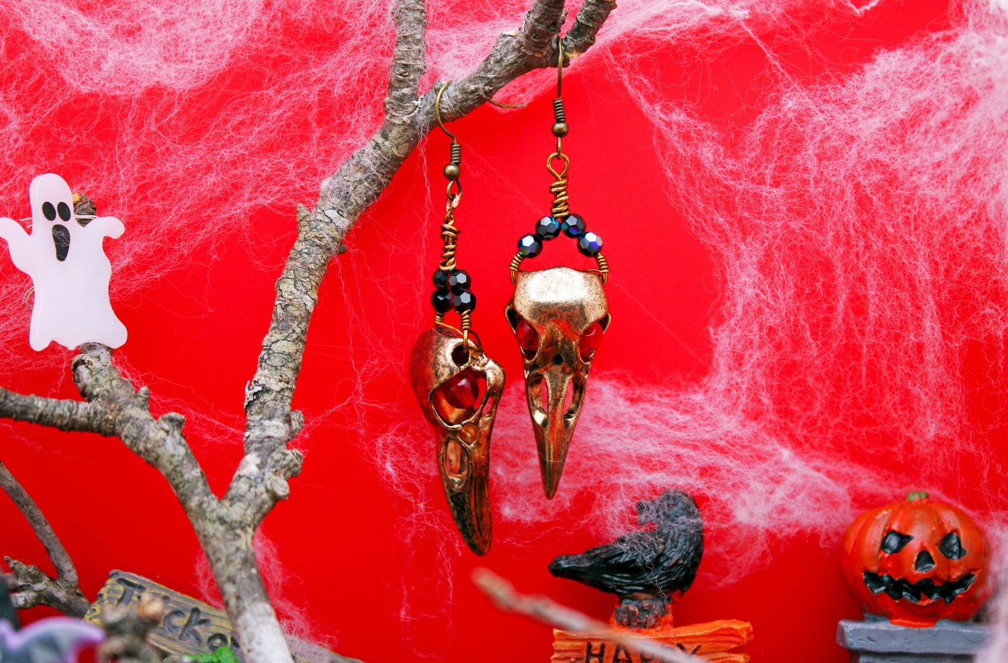 Raven Skull Earrings