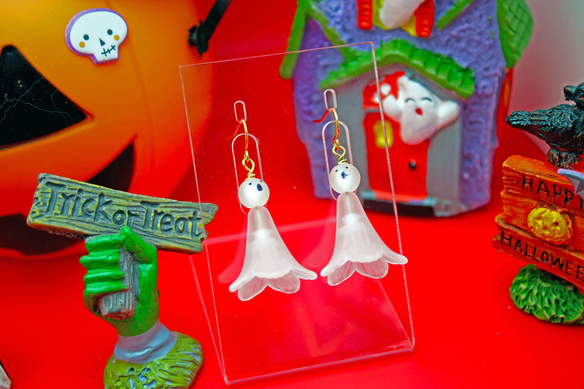 Floating Ghost Earrings with Gold Accents