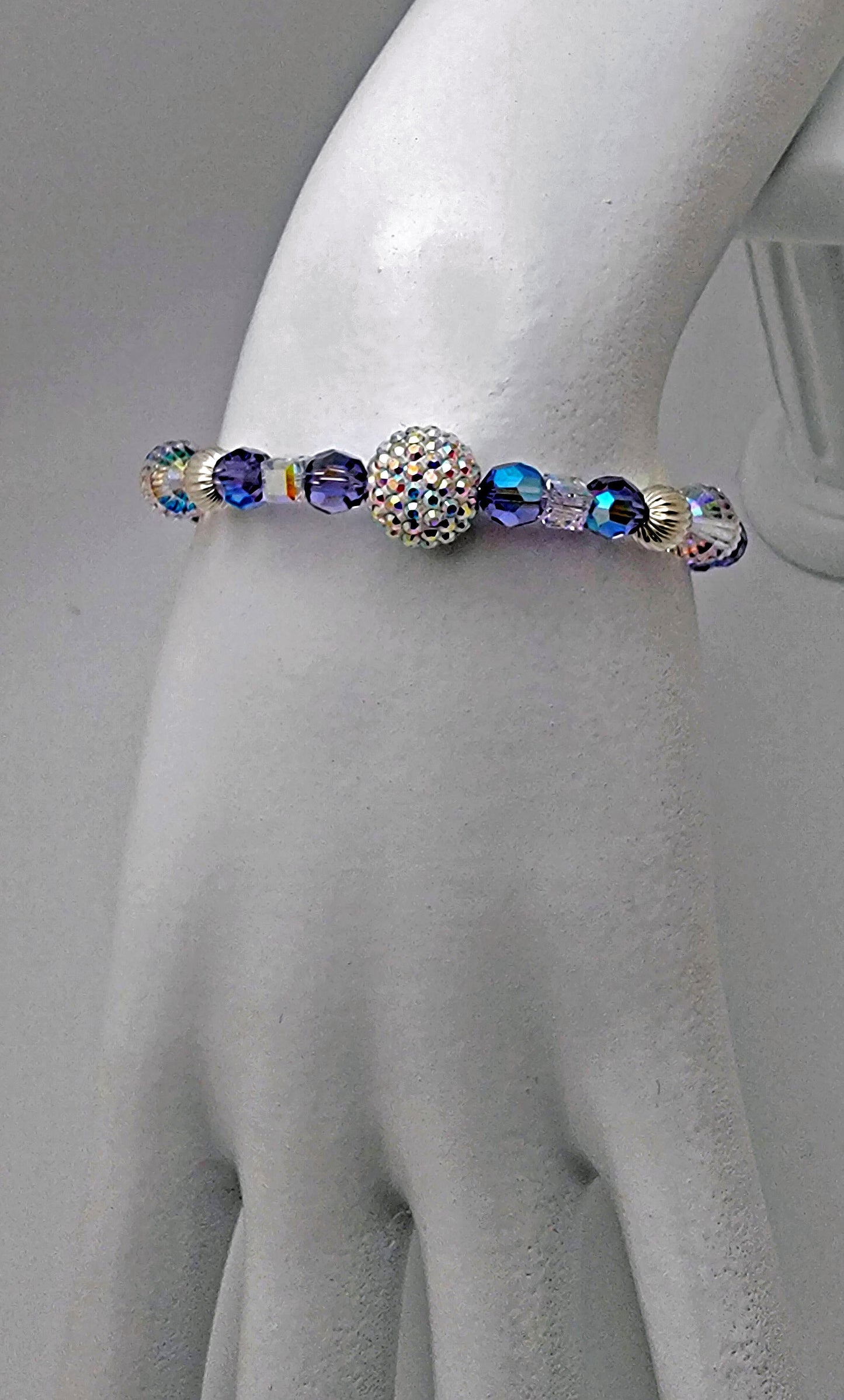 Swarovski Tanzanite and Crystal Memory Bracelet