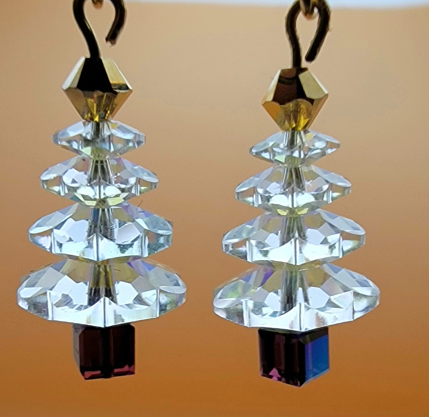 Swarovski Clear Crystal Christmas Tree with Amethyst Cube