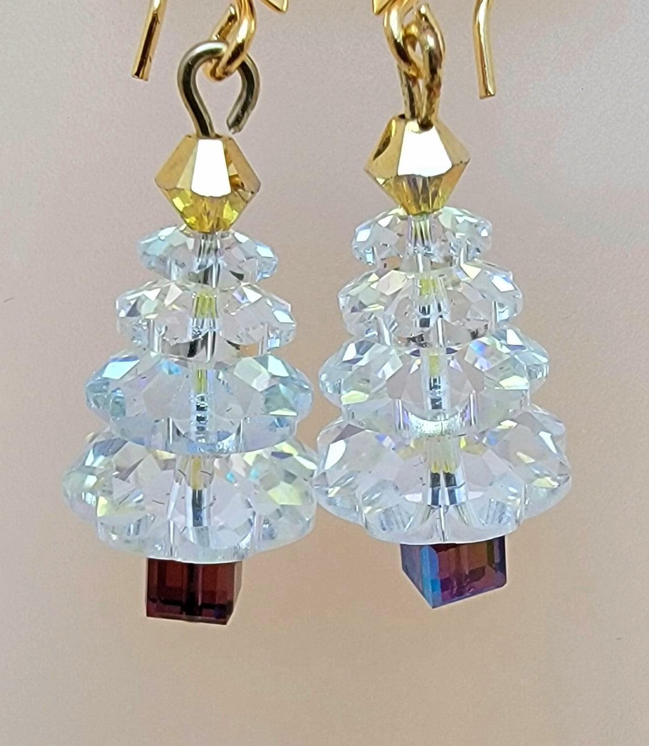 Swarovski Clear Crystal Christmas Tree with Amethyst Cube