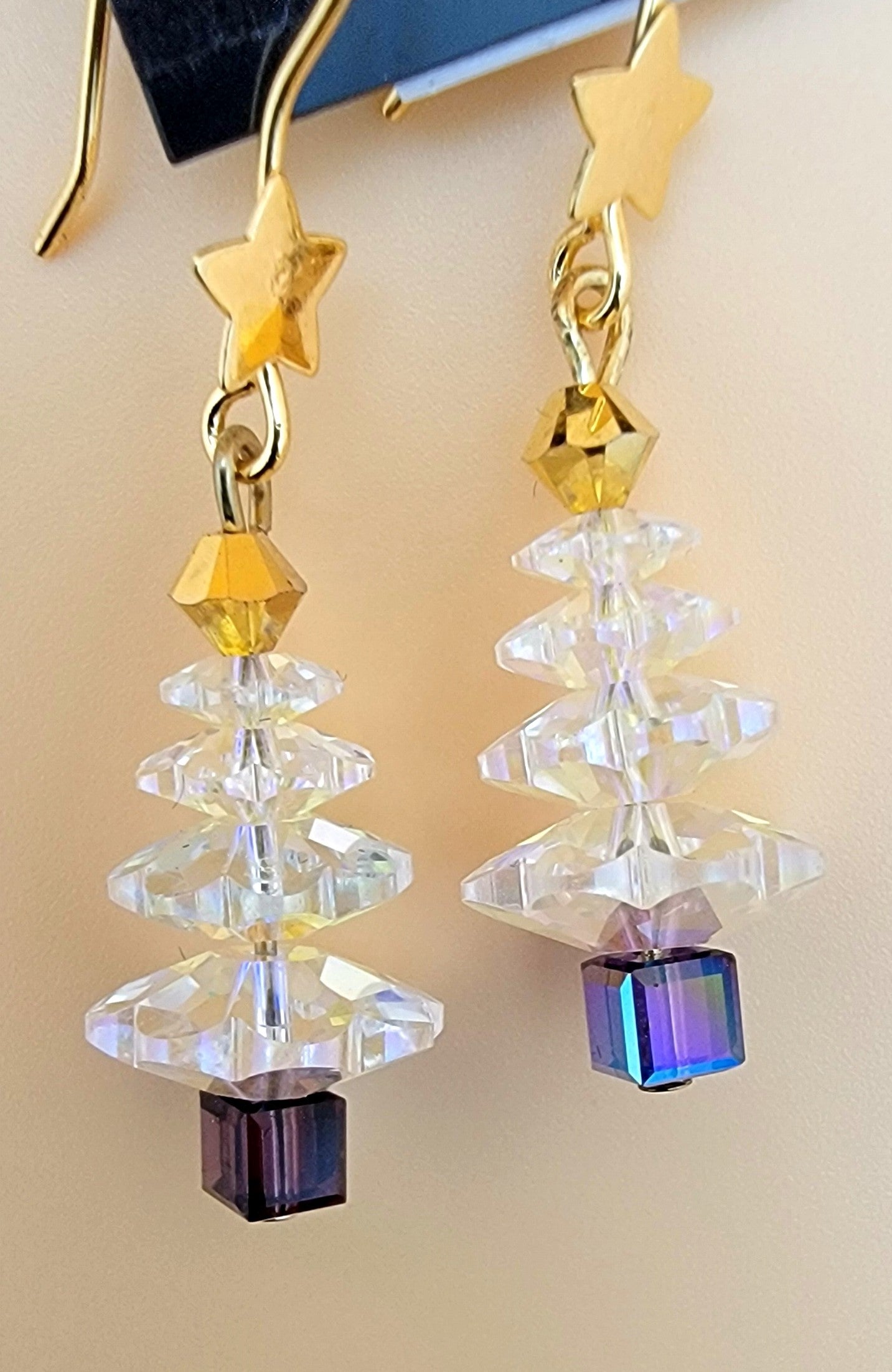 Swarovski Clear Crystal Christmas Tree with Amethyst Cube