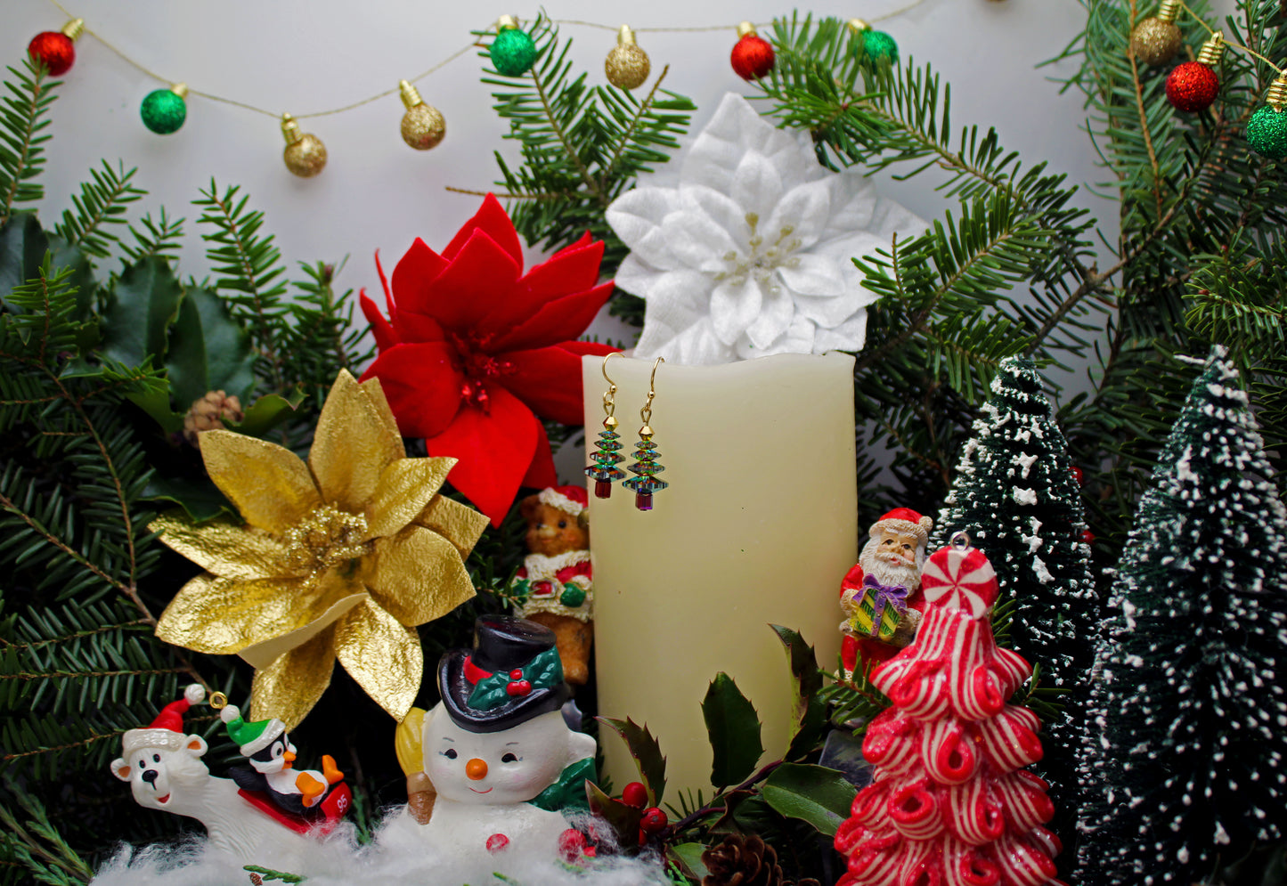 Swarovski Vitrail Crystal Christmas Tree Earrings