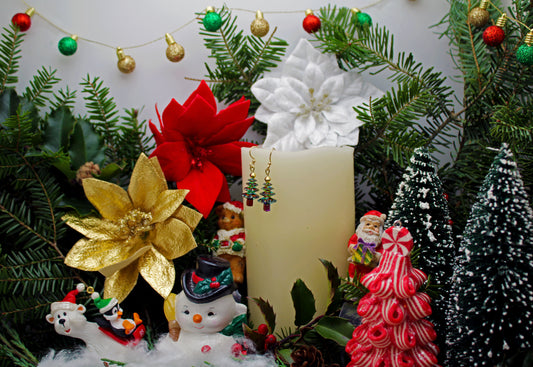 Swarovski Vitrail Crystal Christmas Tree Earrings