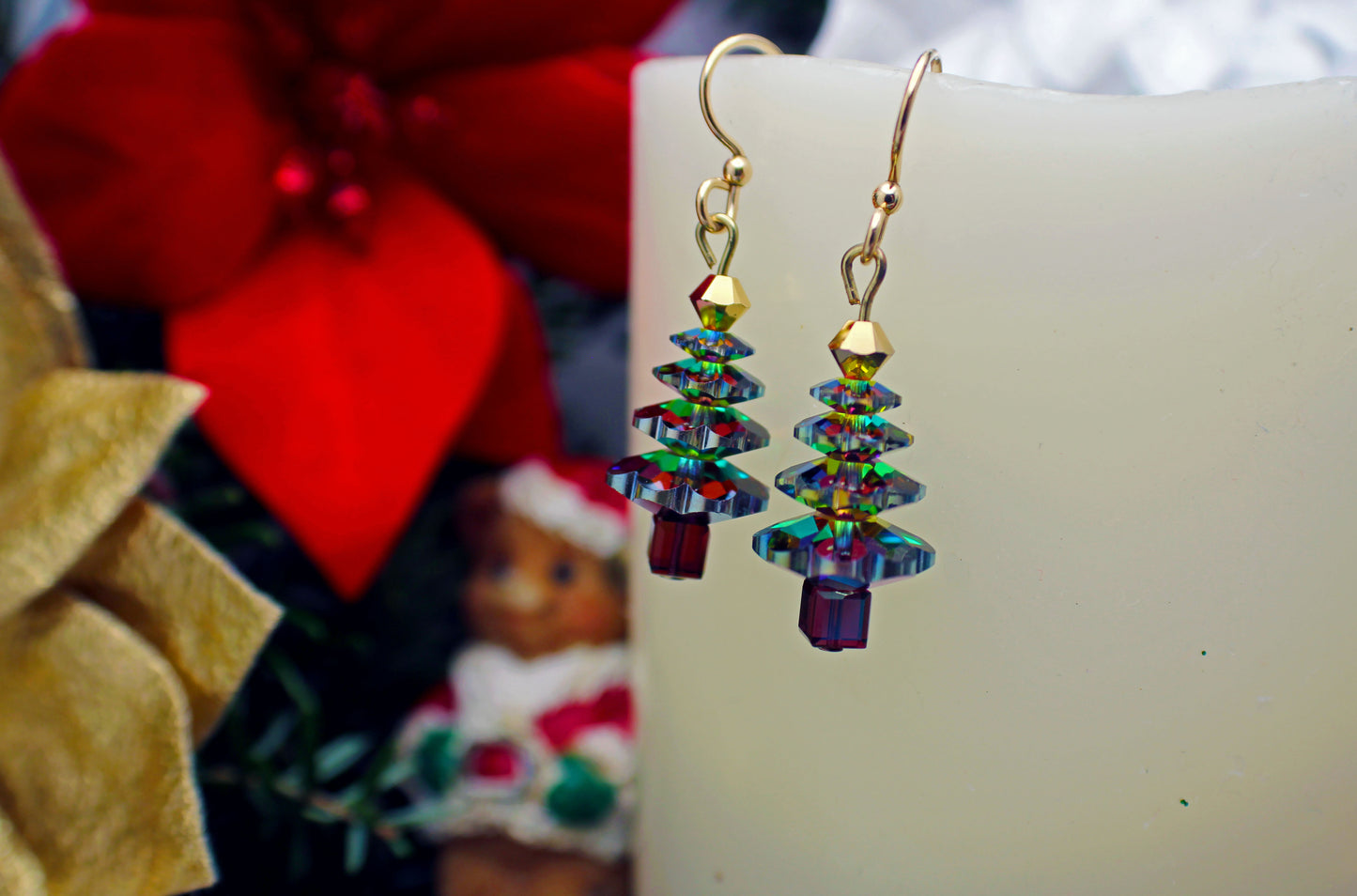 Swarovski Vitrail Crystal Christmas Tree Earrings