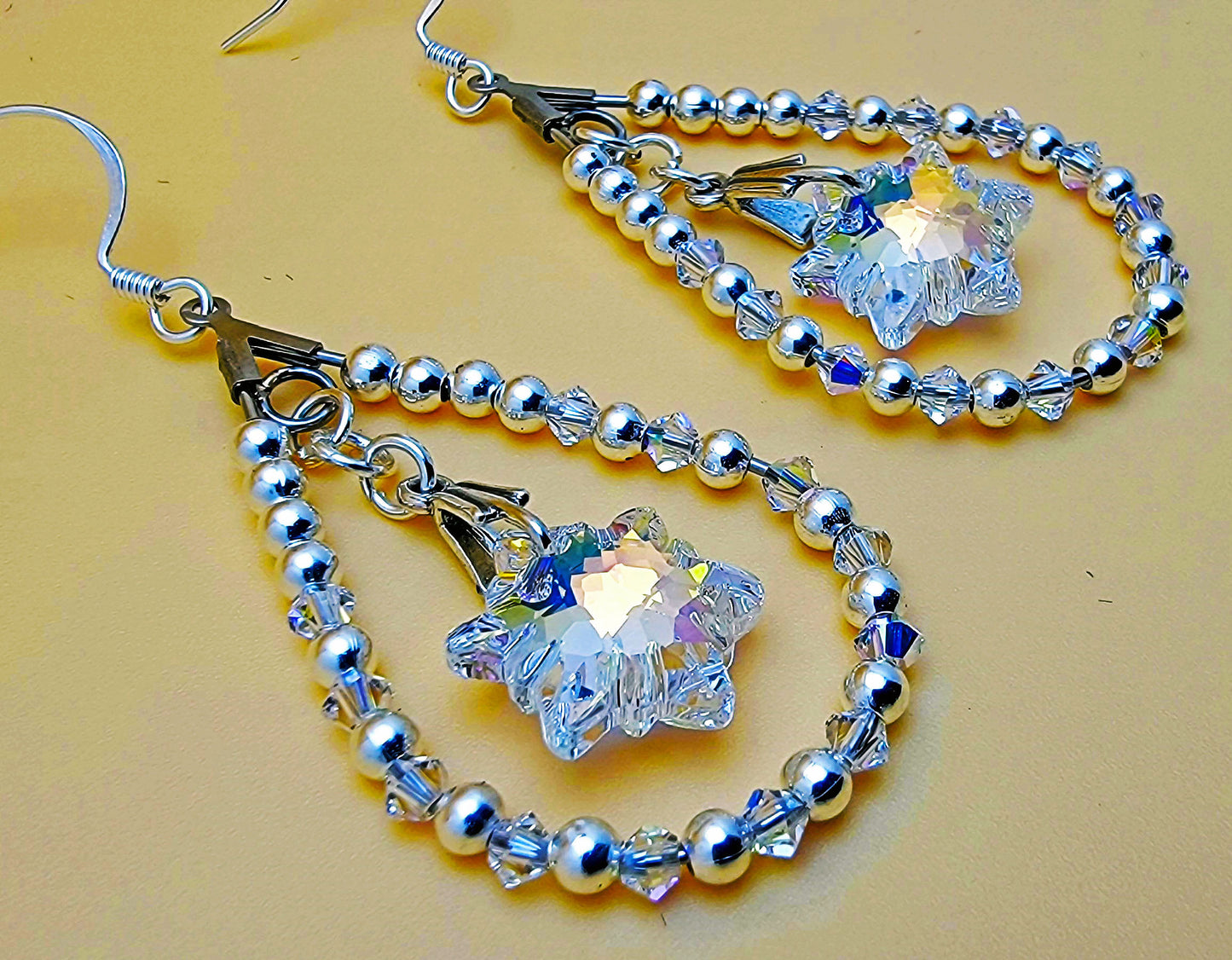 Edelweiss Crystal Drop with Silver Accent