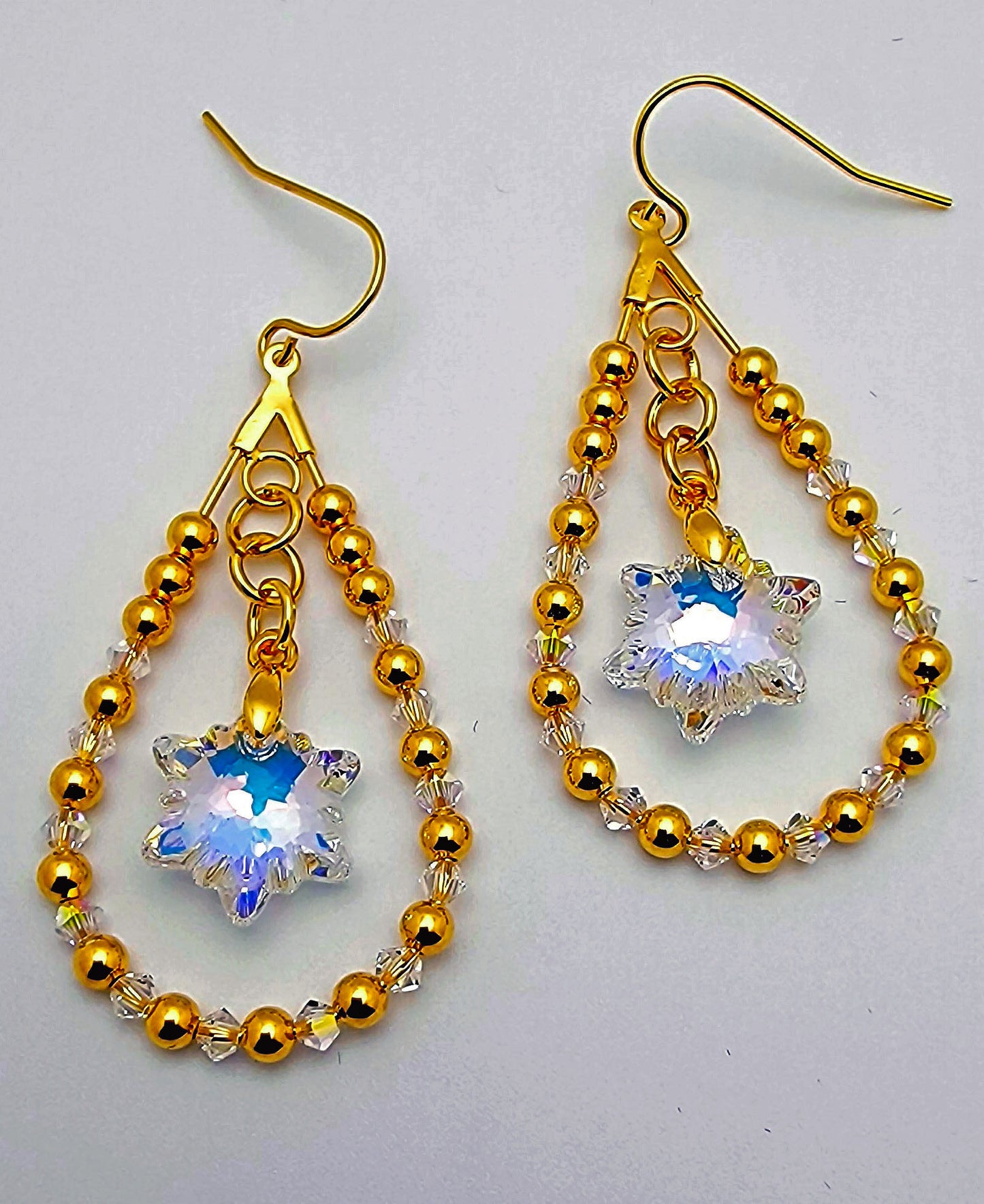 Edelweiss Crystal Drop with Gold Accent