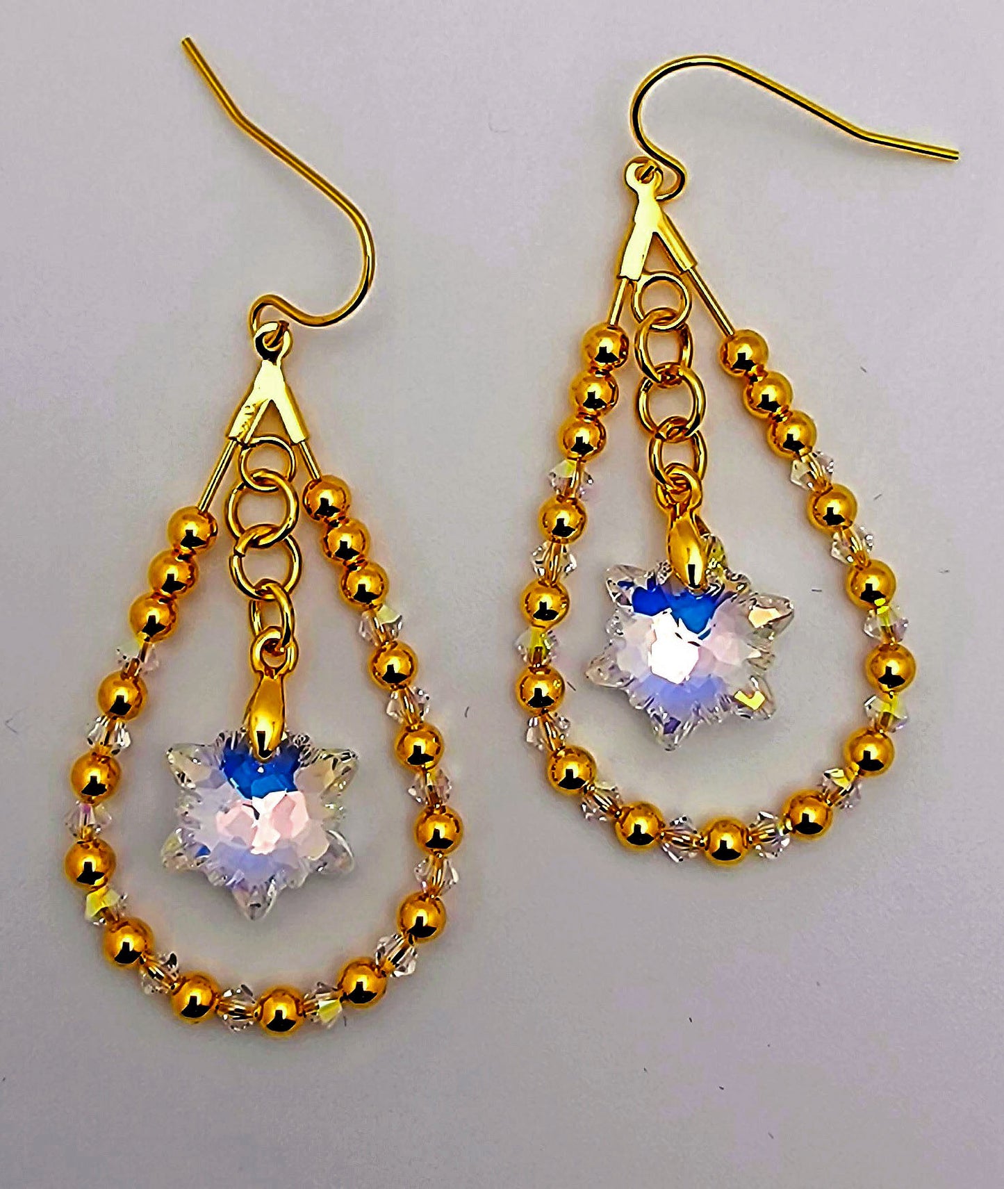 Edelweiss Crystal Drop with Gold Accent