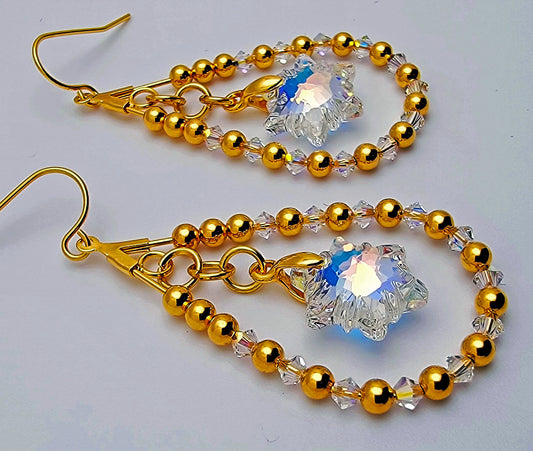 Edelweiss Crystal Drop with Gold Accent