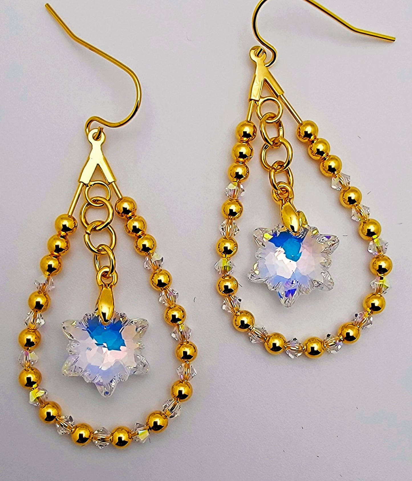 Edelweiss Crystal Drop with Gold Accent