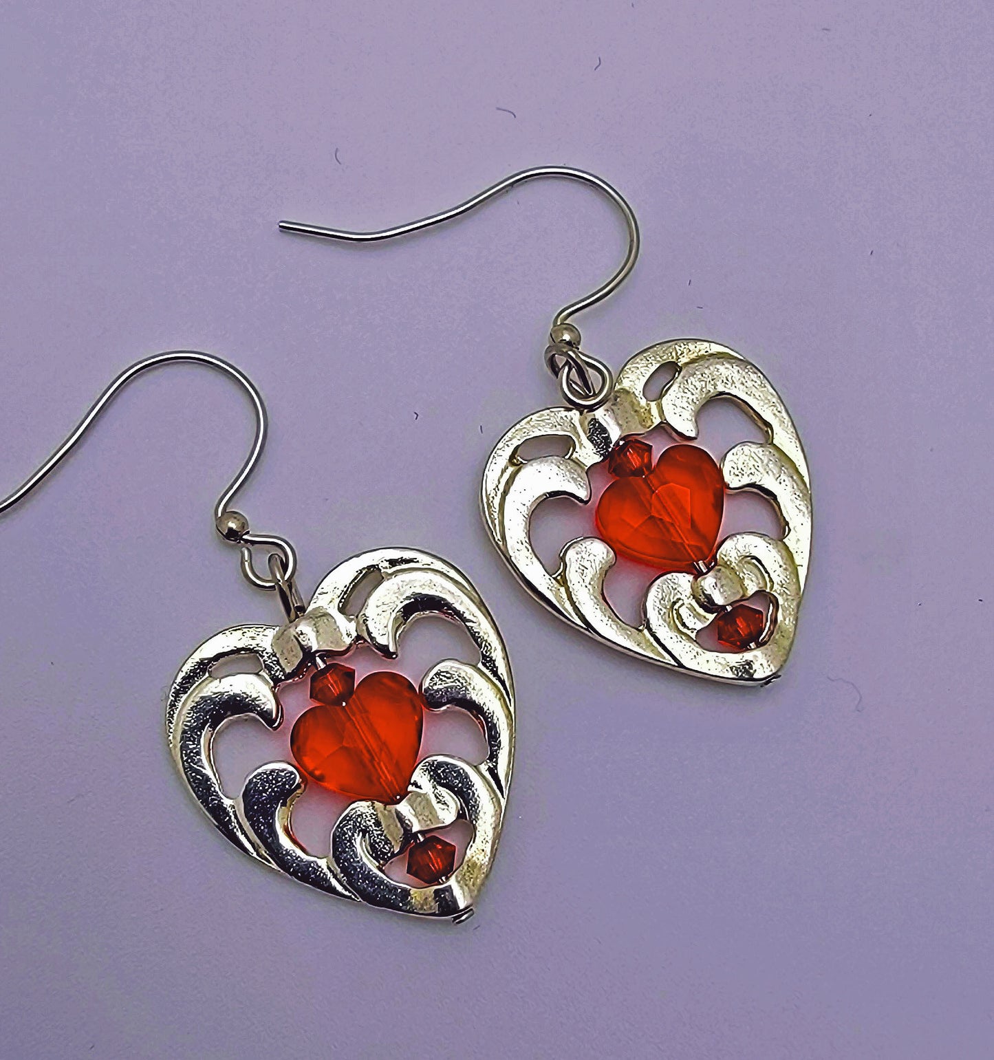 Silver and Red Heart