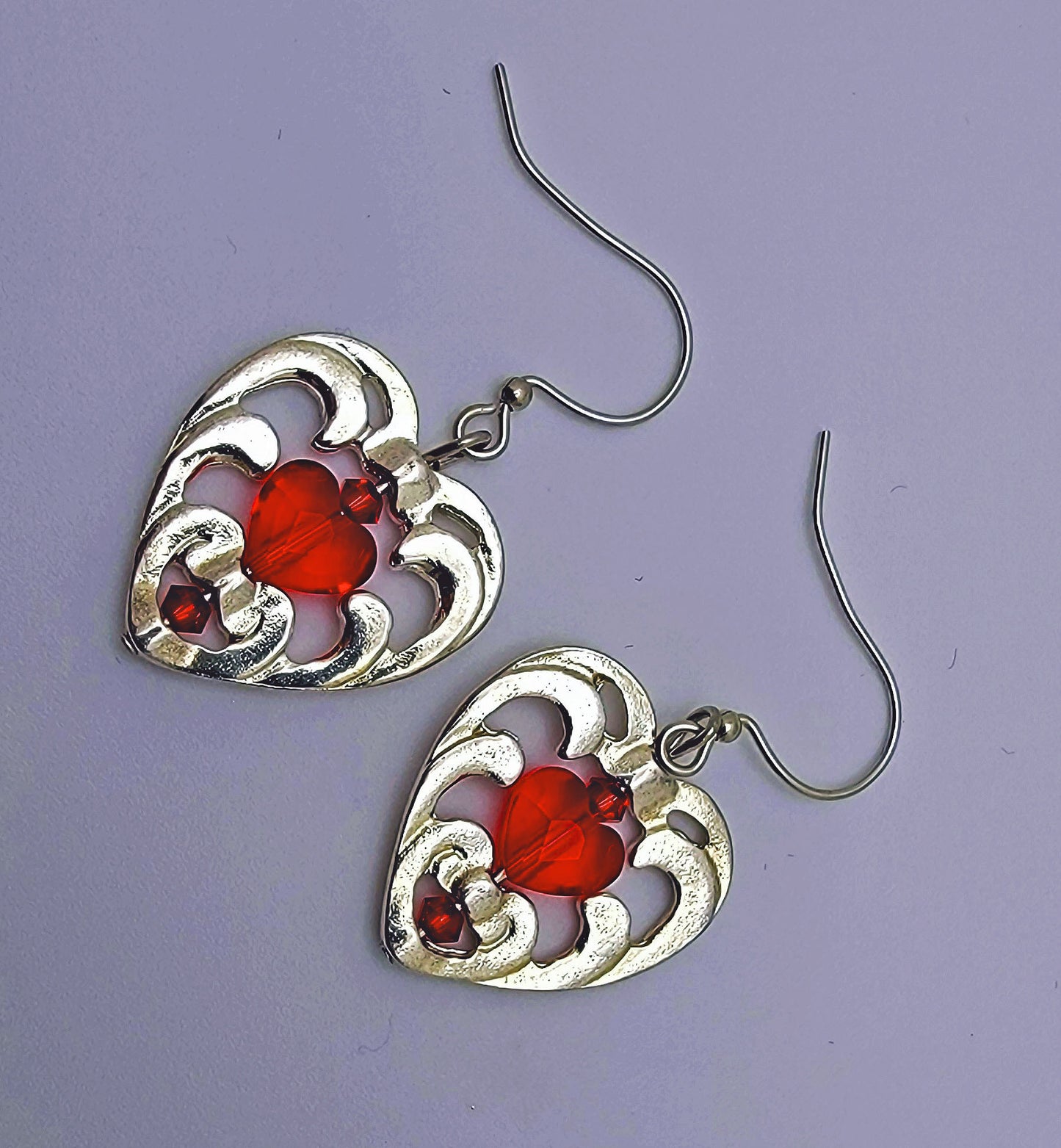 Silver and Red Heart