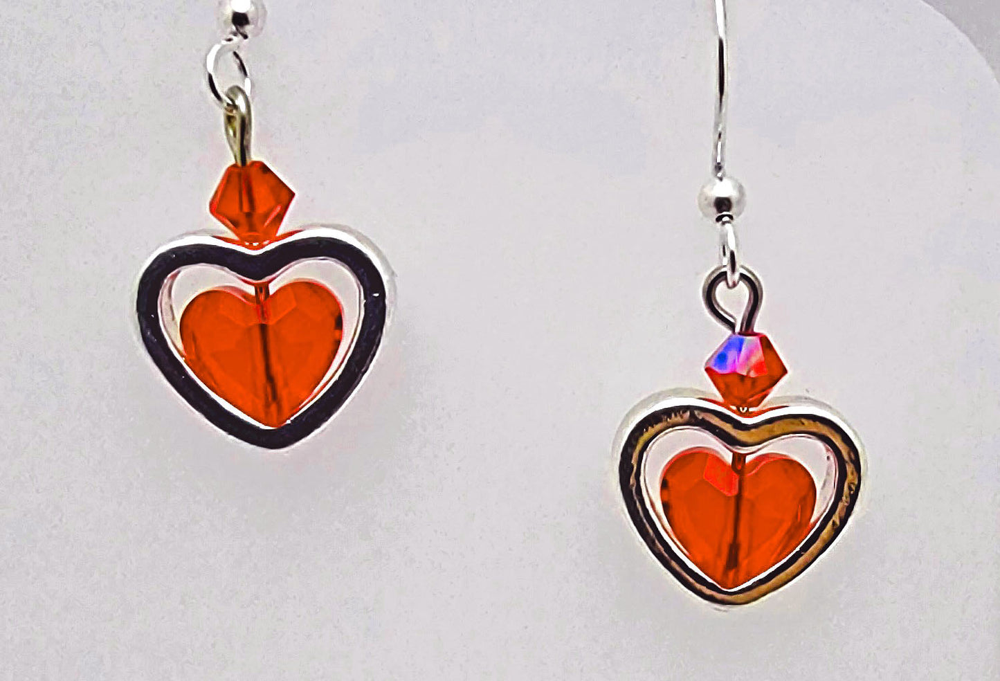 Small Smooth Silver & Red Heart