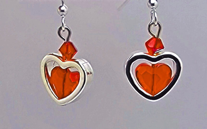 Small Smooth Silver & Red Heart