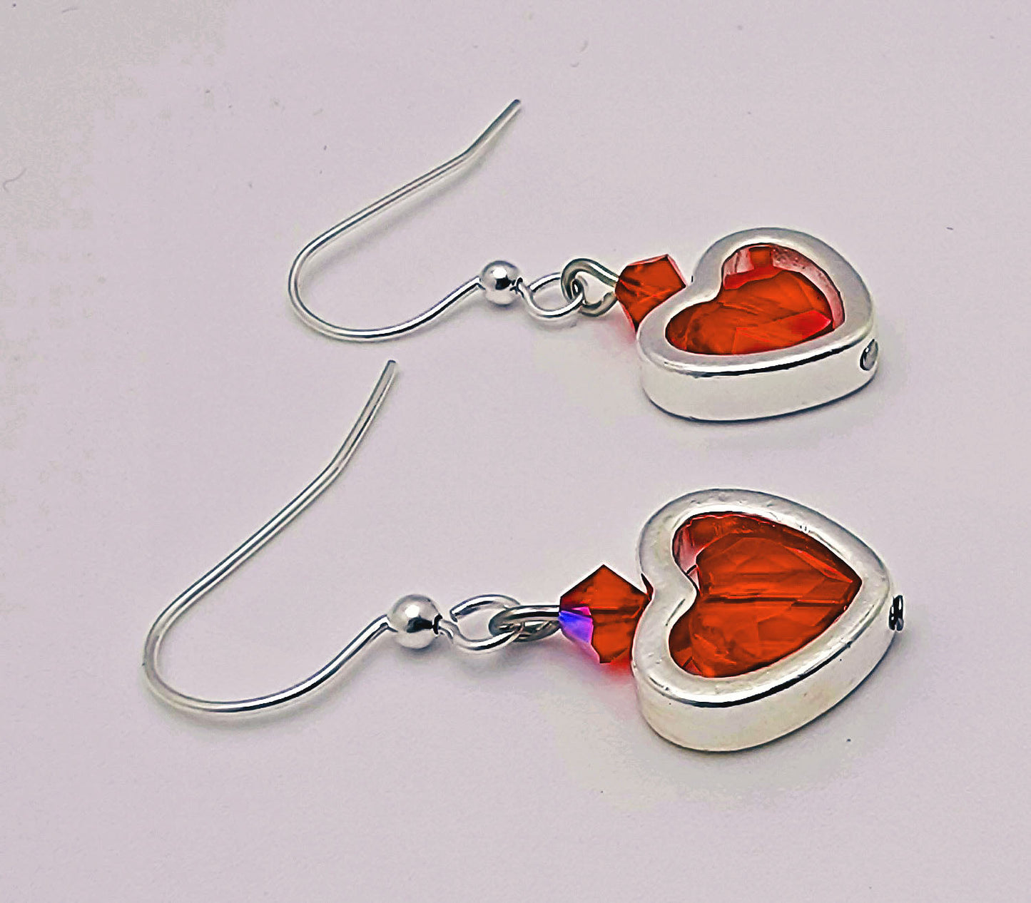 Small Smooth Silver & Red Heart