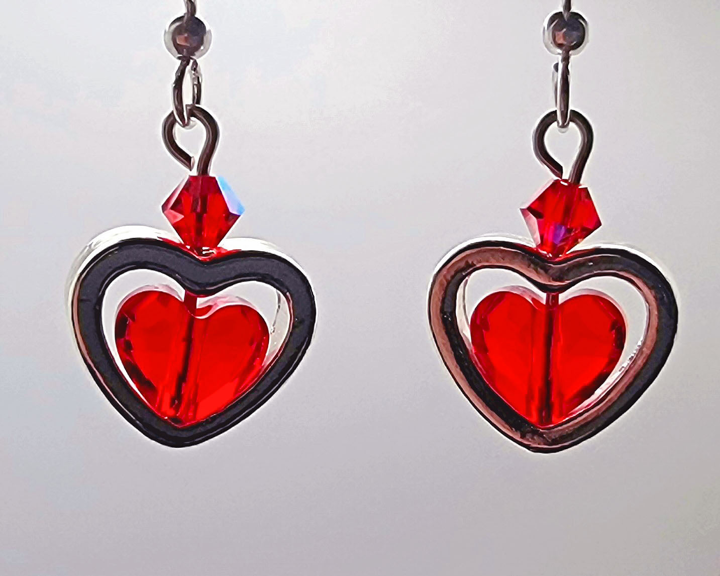 Small Smooth Silver & Red Heart