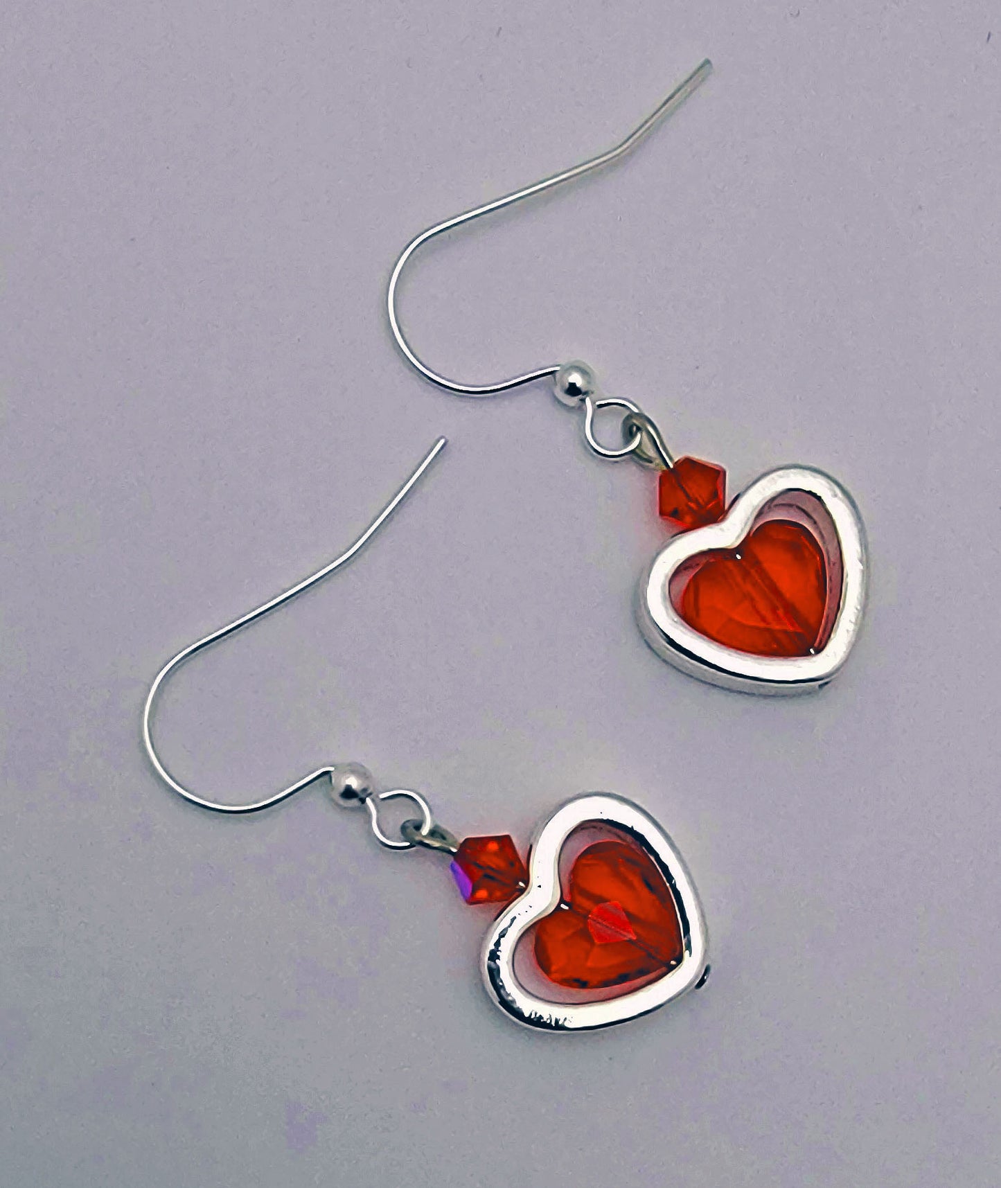 Small Smooth Silver & Red Heart