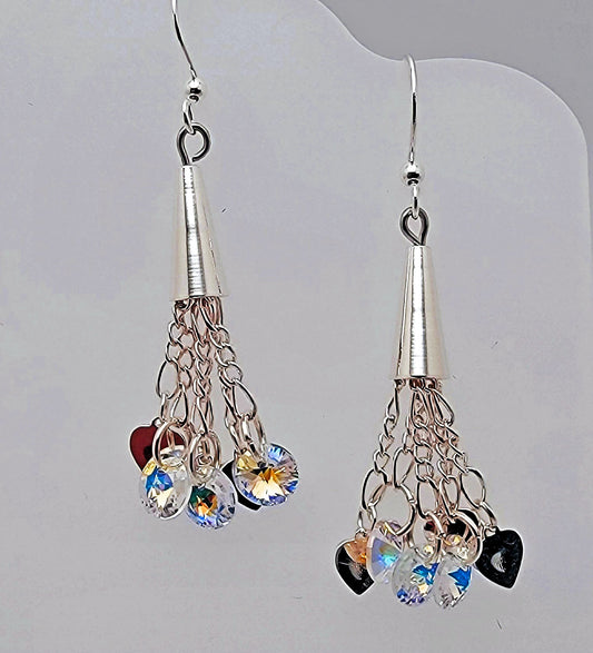 Silver Heart & Crystal Passion Disk Dangles