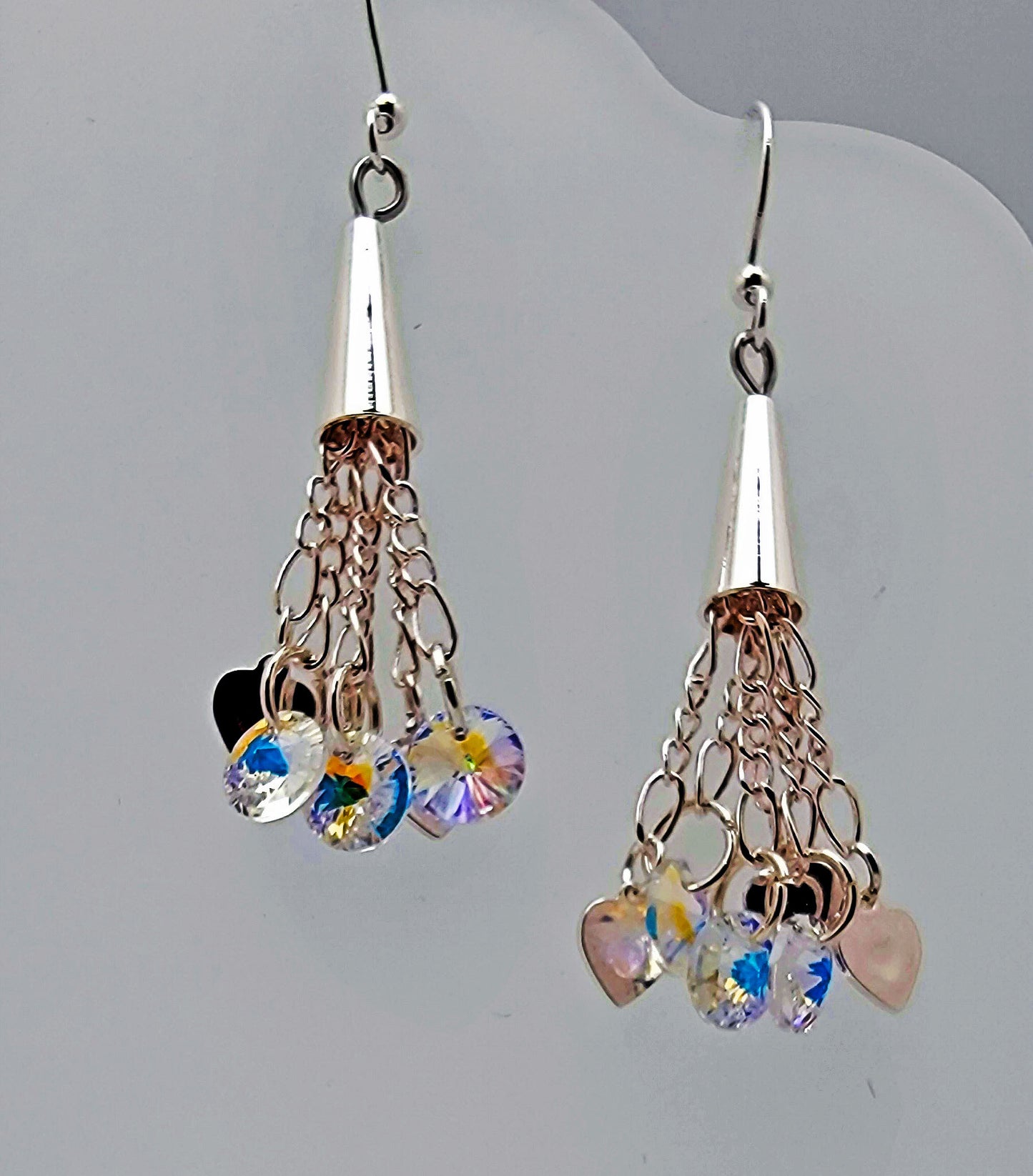 Silver Heart & Crystal Passion Disk Dangles