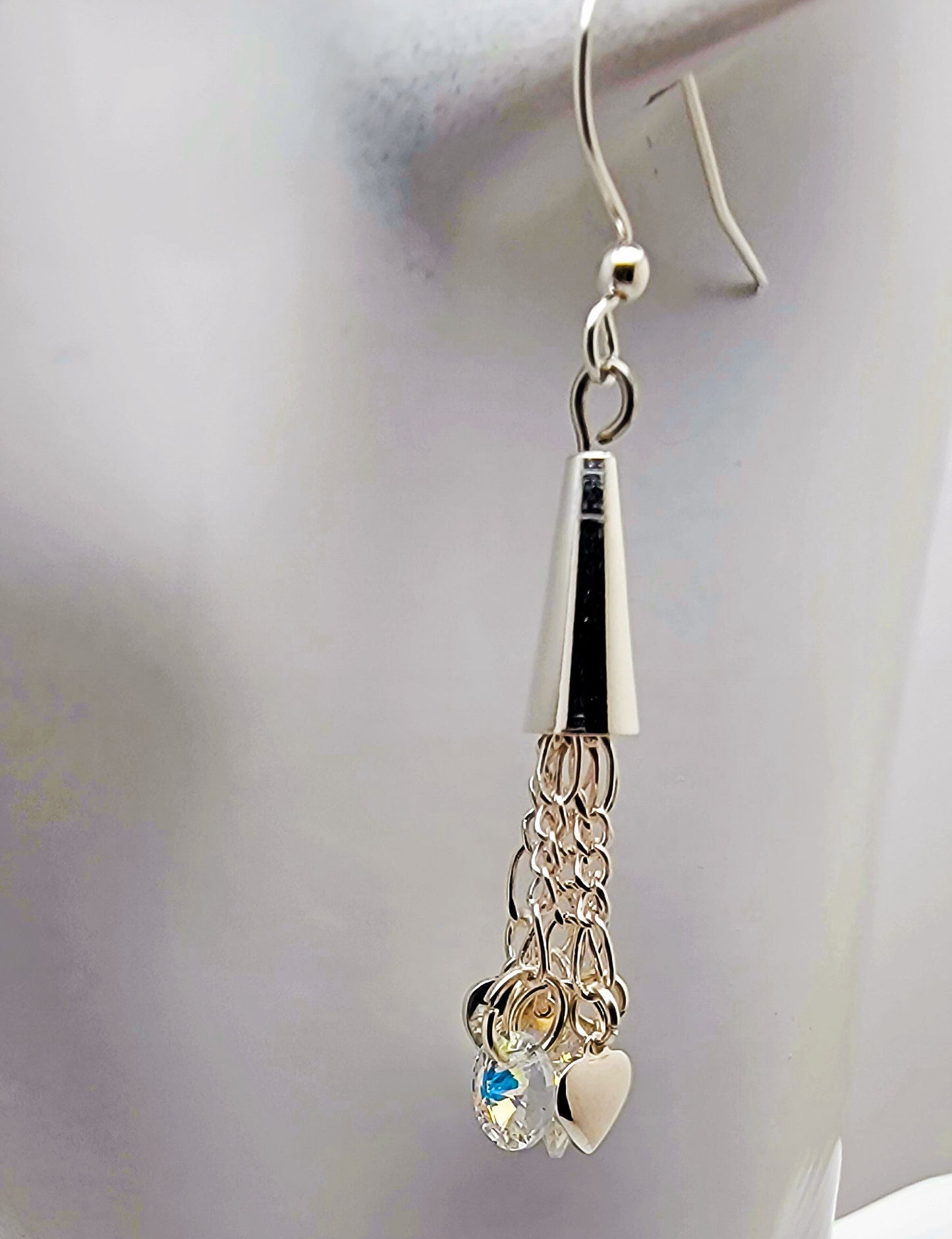 Silver Heart & Crystal Passion Disk Dangles