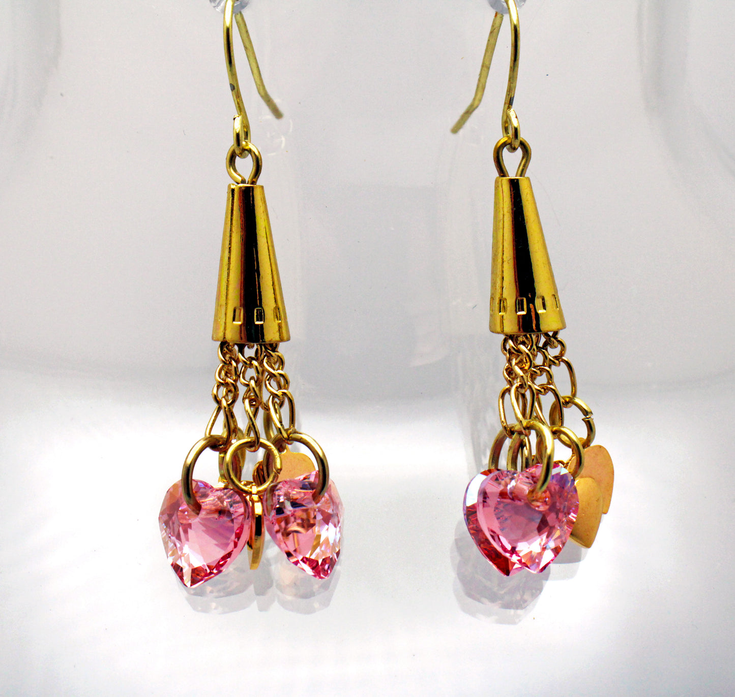 Crystal Passion Light Rose Heart Dangle Earrings