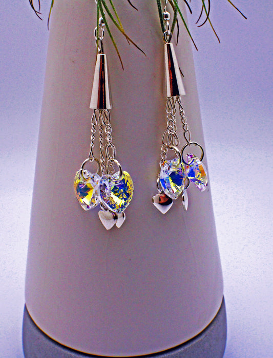Swarovski Crystal Heart Dangle Earrings