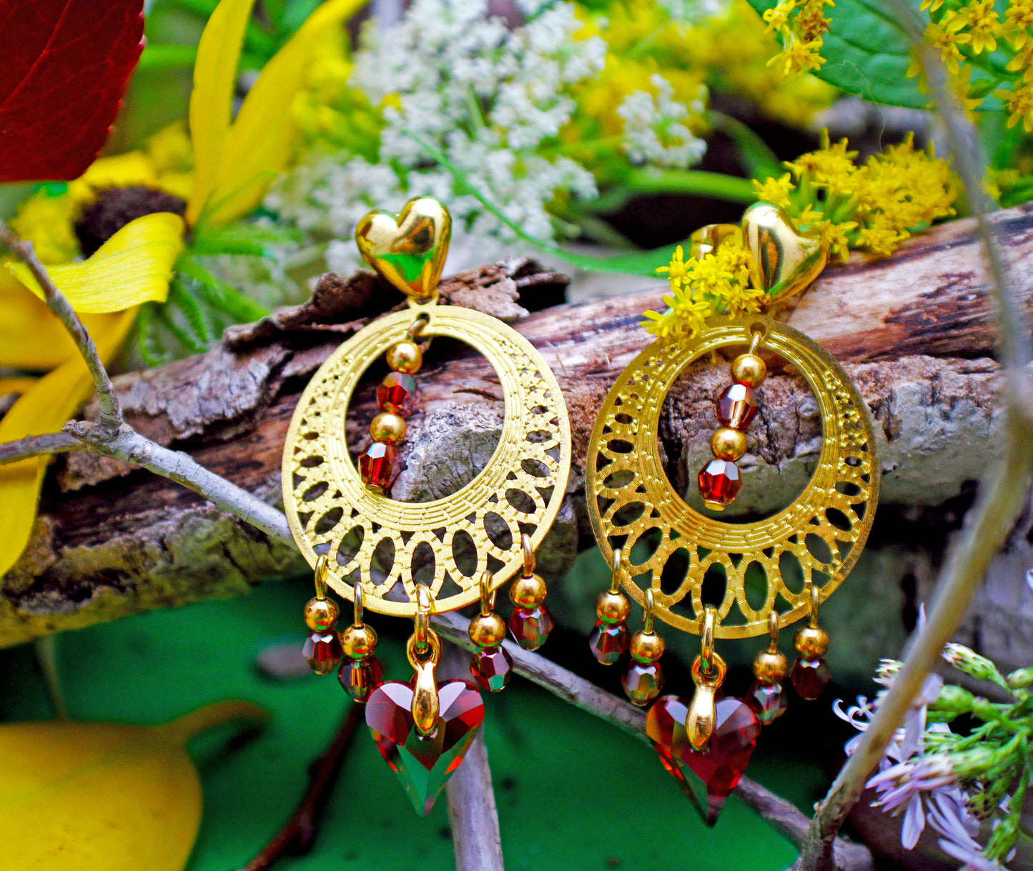 Swarovski Red Magma Wild Heart Earrings