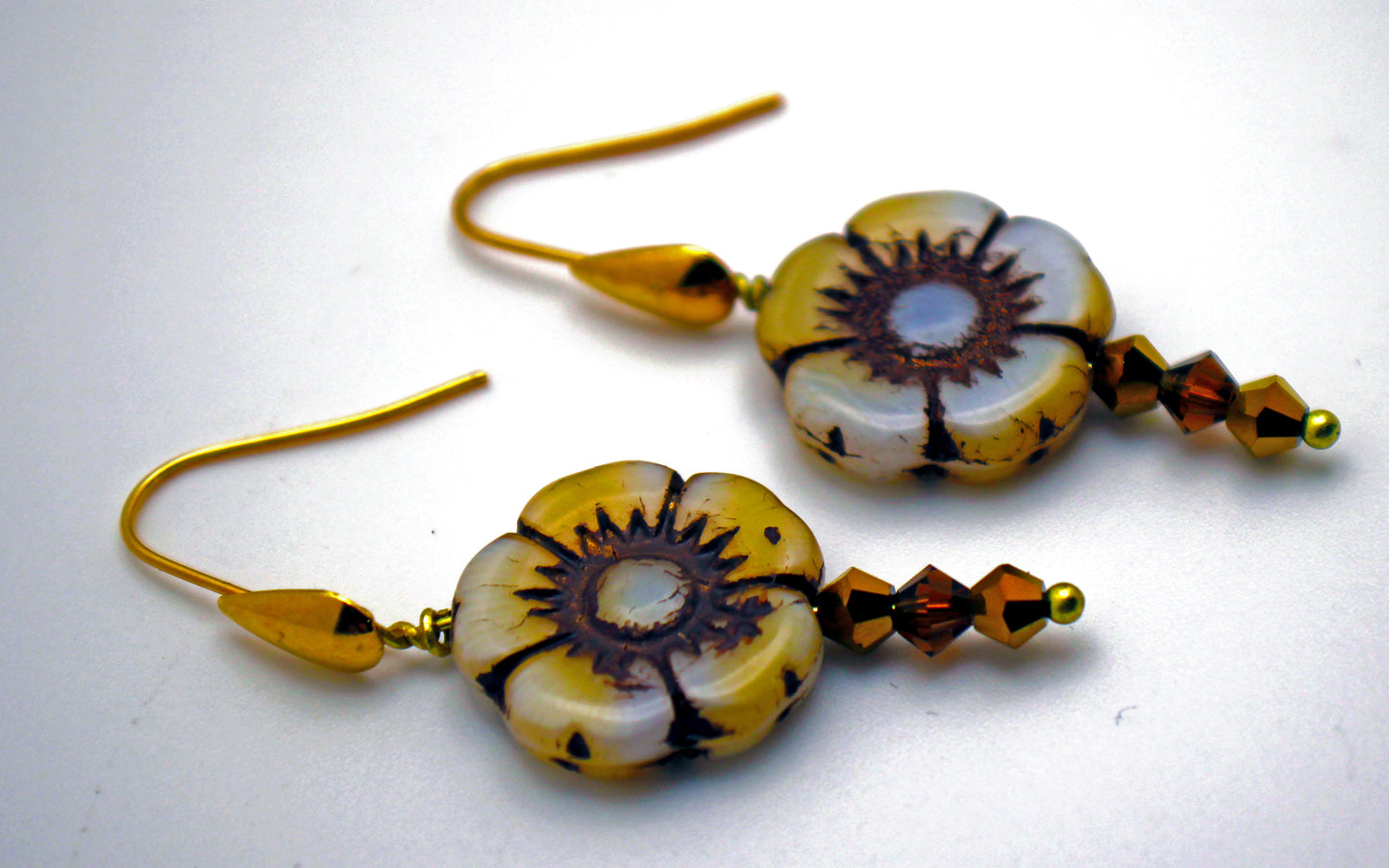 Czech Glass Flower Earrings