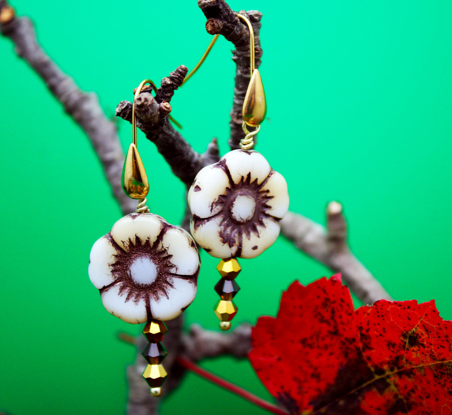 Czech Glass Flower Earrings