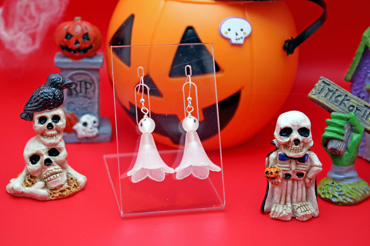 Floating Ghost Earrings with Silver Accents