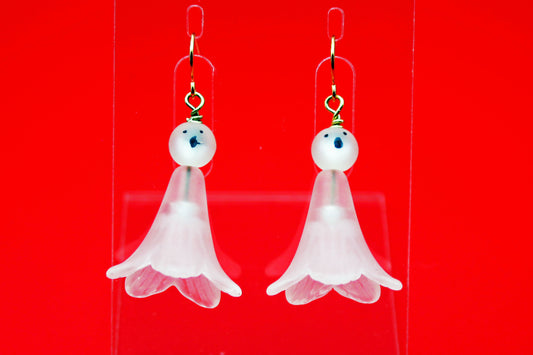 Floating Ghost Earrings with Gold Accents