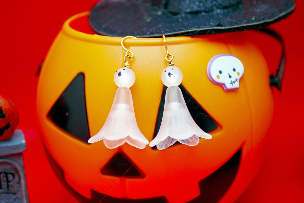 Floating Ghost Earrings with Gold Accents