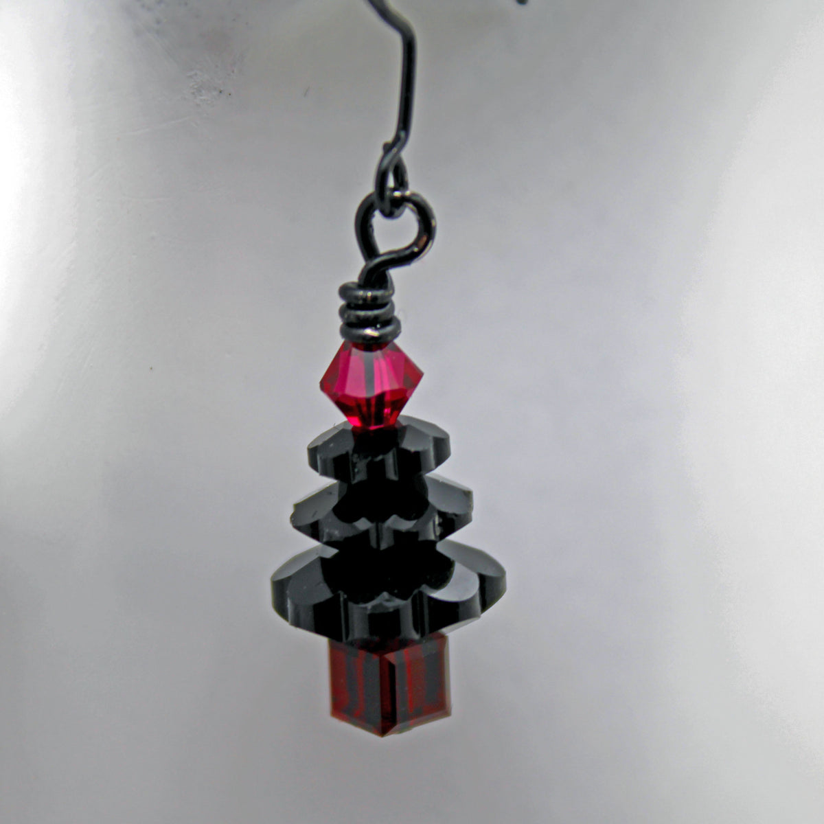 Black Crystal Trees with Dark Red Accent Crystal Beads