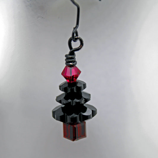 Black Crystal Trees with Dark Red Accent Crystal Beads