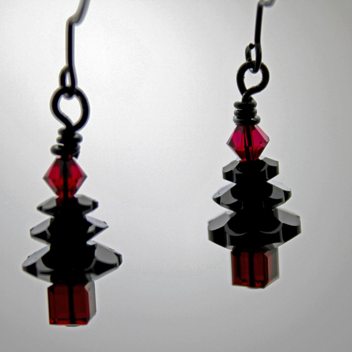 Black Crystal Trees with Dark Red Accent Crystal Beads