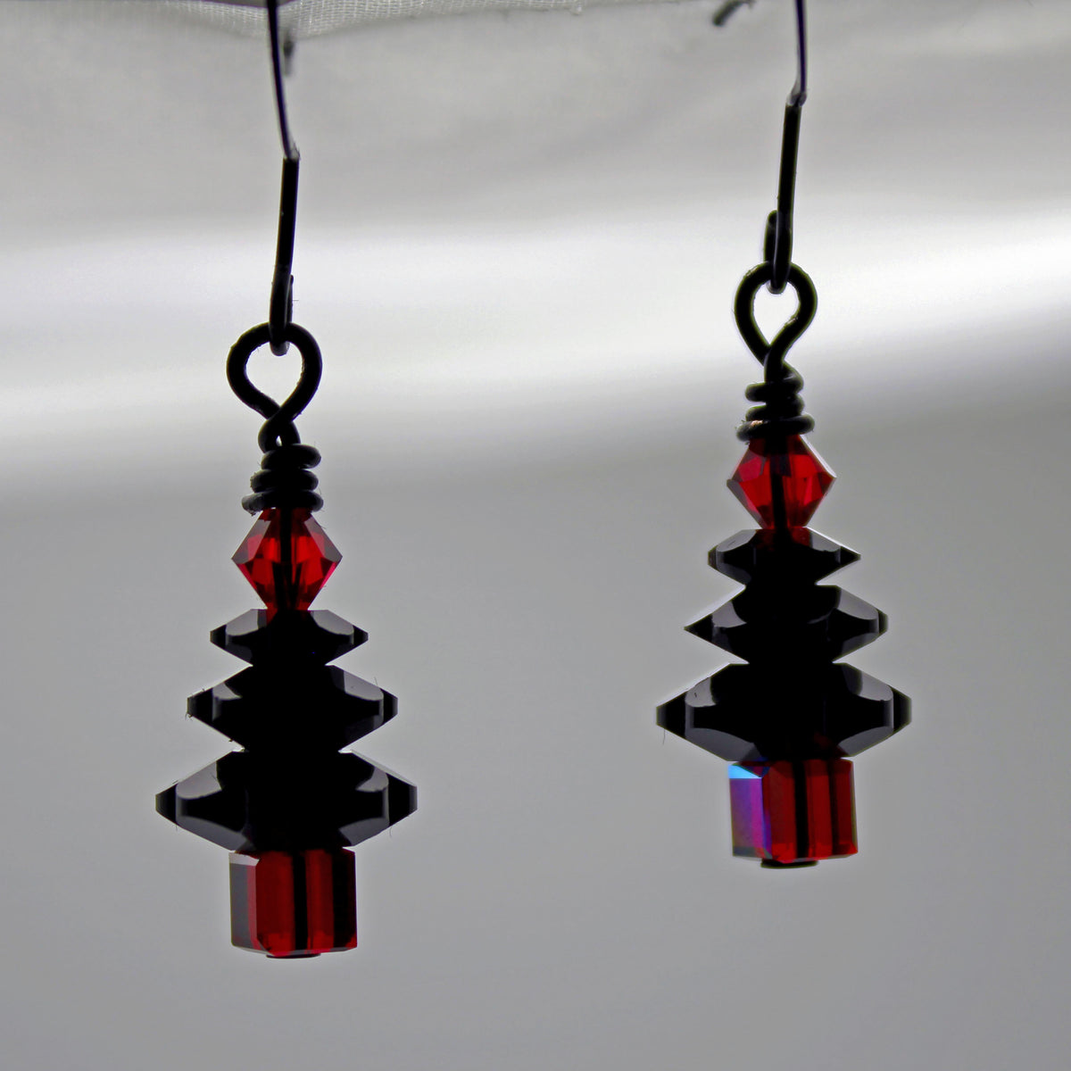Black Crystal Trees with Red Accent Crystal Beads