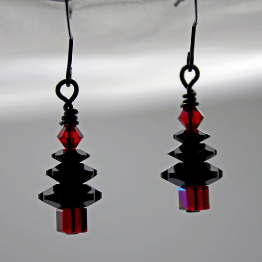Black Crystal Trees with Red Accent Crystal Beads
