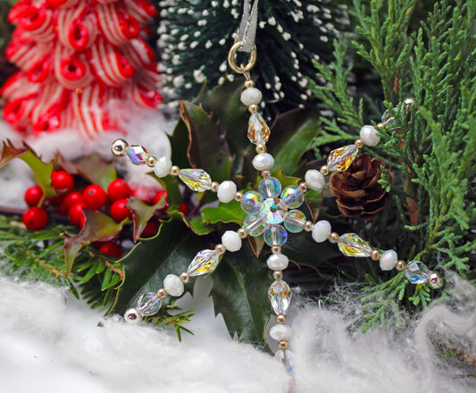 Clear and White Crystal Ornament