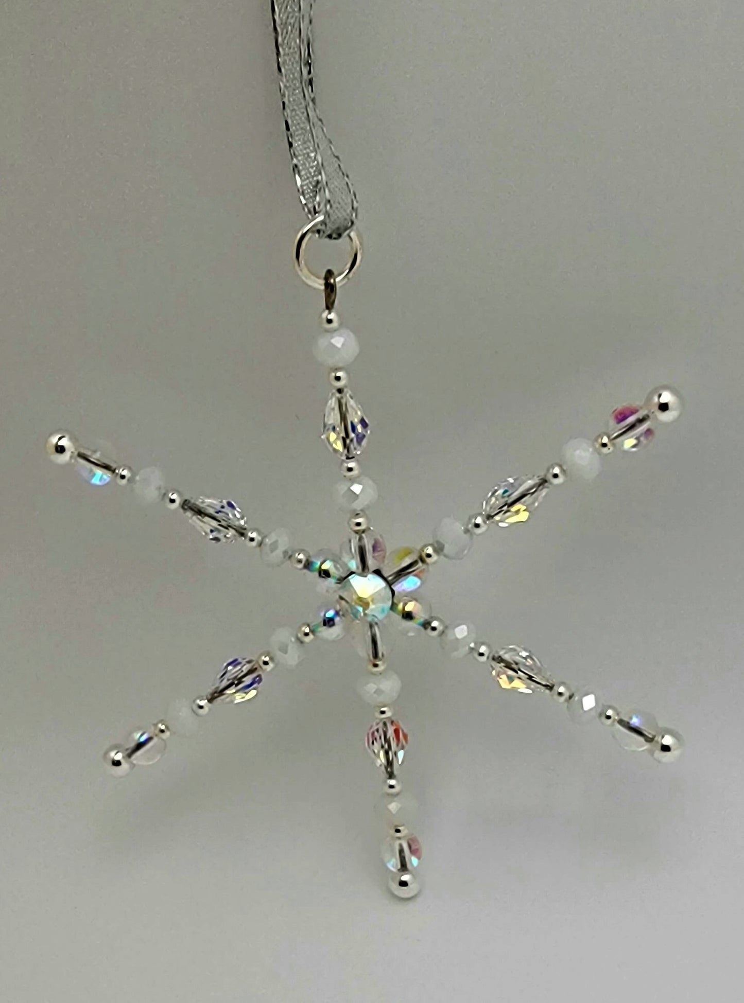 Clear and White Crystal Snowflake Ornament