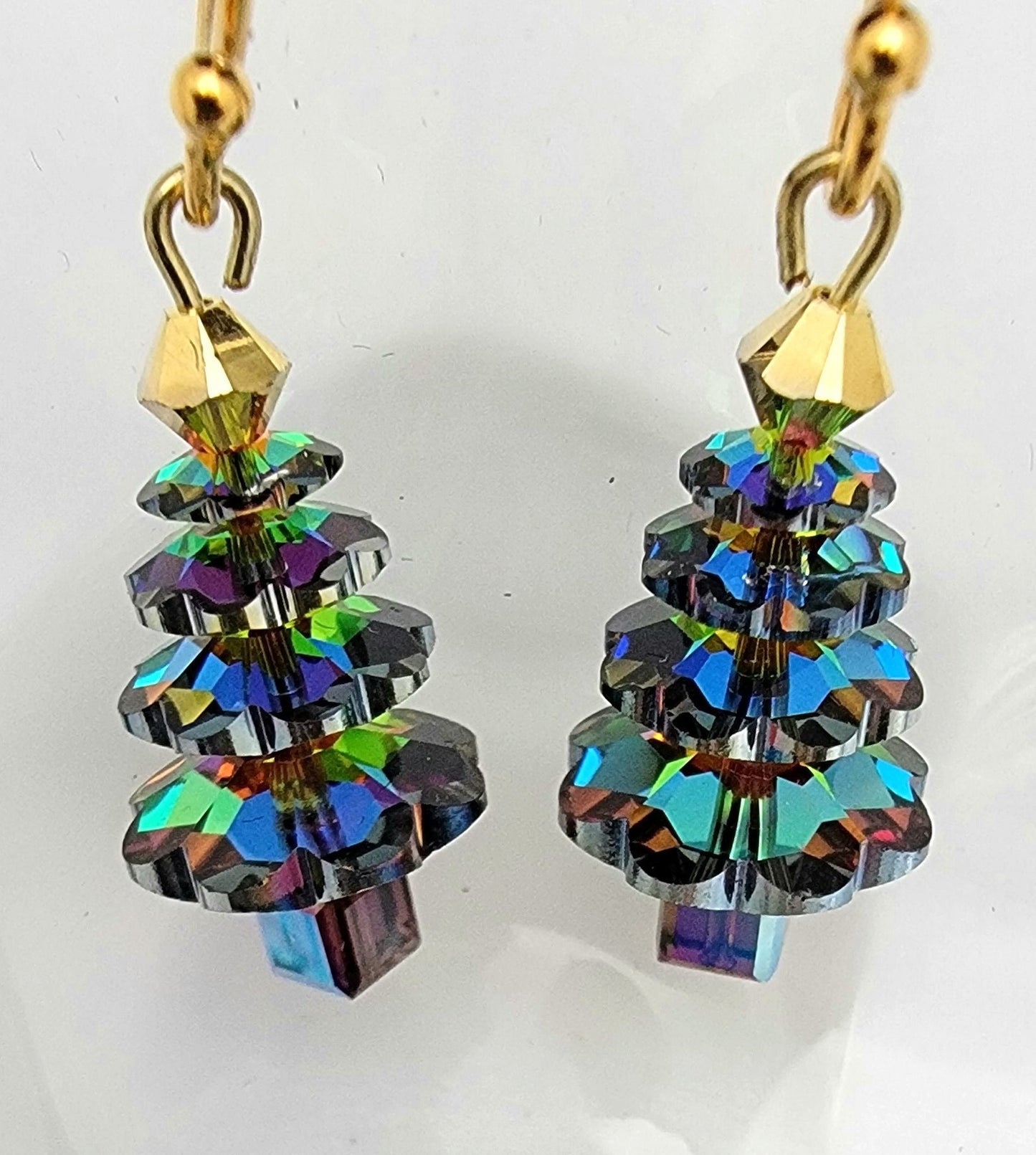 Swarovski Vitrail Crystal Christmas Tree Earrings