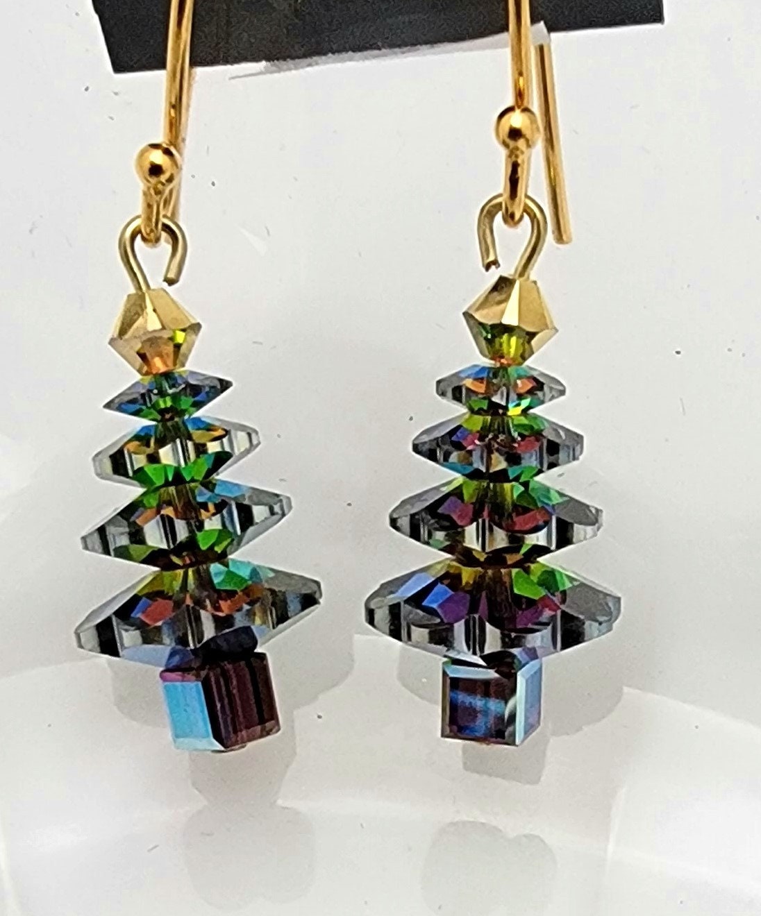 Swarovski Vitrail Crystal Christmas Tree Earrings