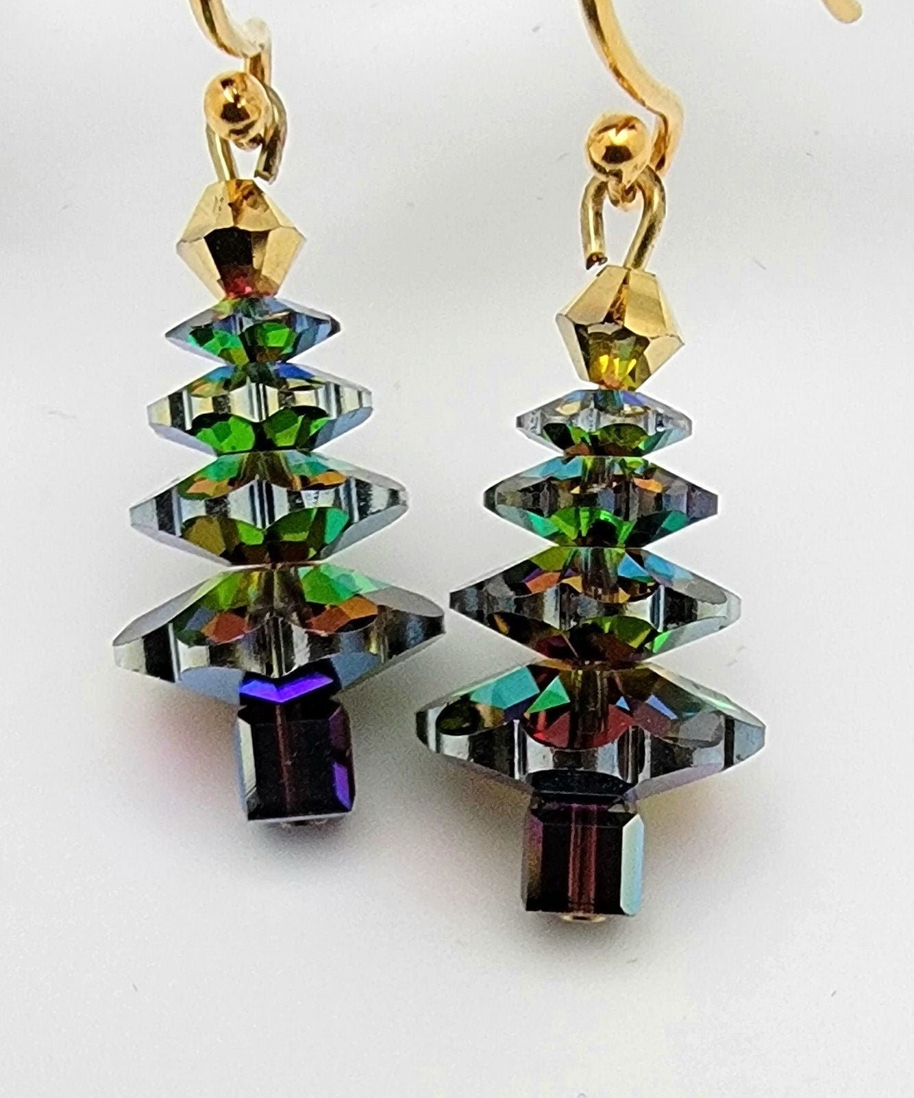 Swarovski Vitrail Crystal Christmas Tree Earrings