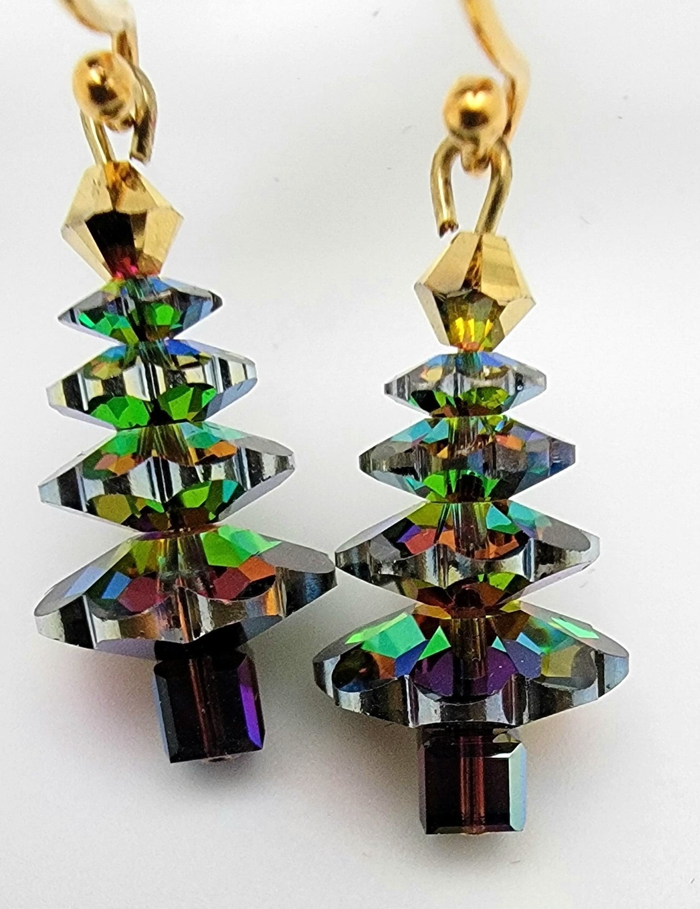 Swarovski Vitrail Crystal Christmas Tree Earrings