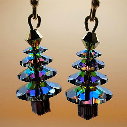 Swarovski Vitrail Crystal Christmas Tree Earrings